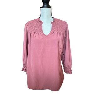 Blu Pepper Dusty Rose Smocked Boho Peasant Blouse – Size Small